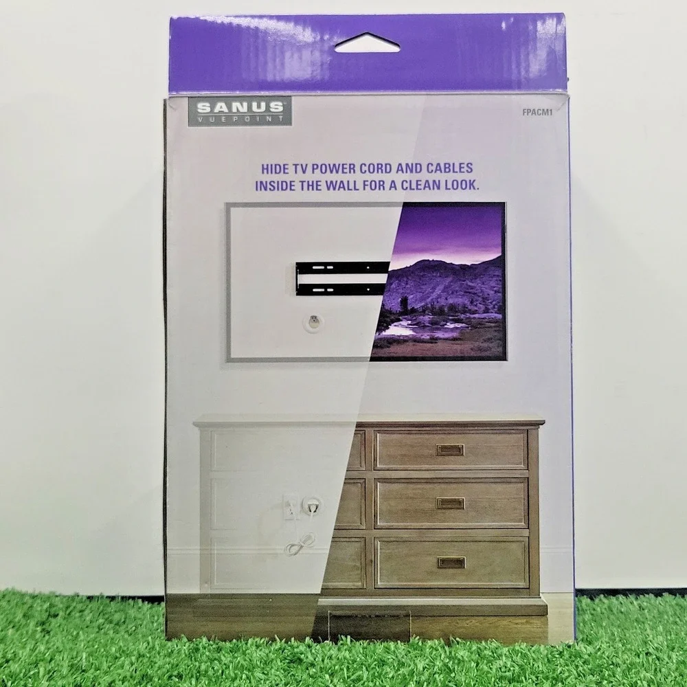 New Sanus Vuepoint In-Wall Cable White Kit Hides TV Power Cord and Cables